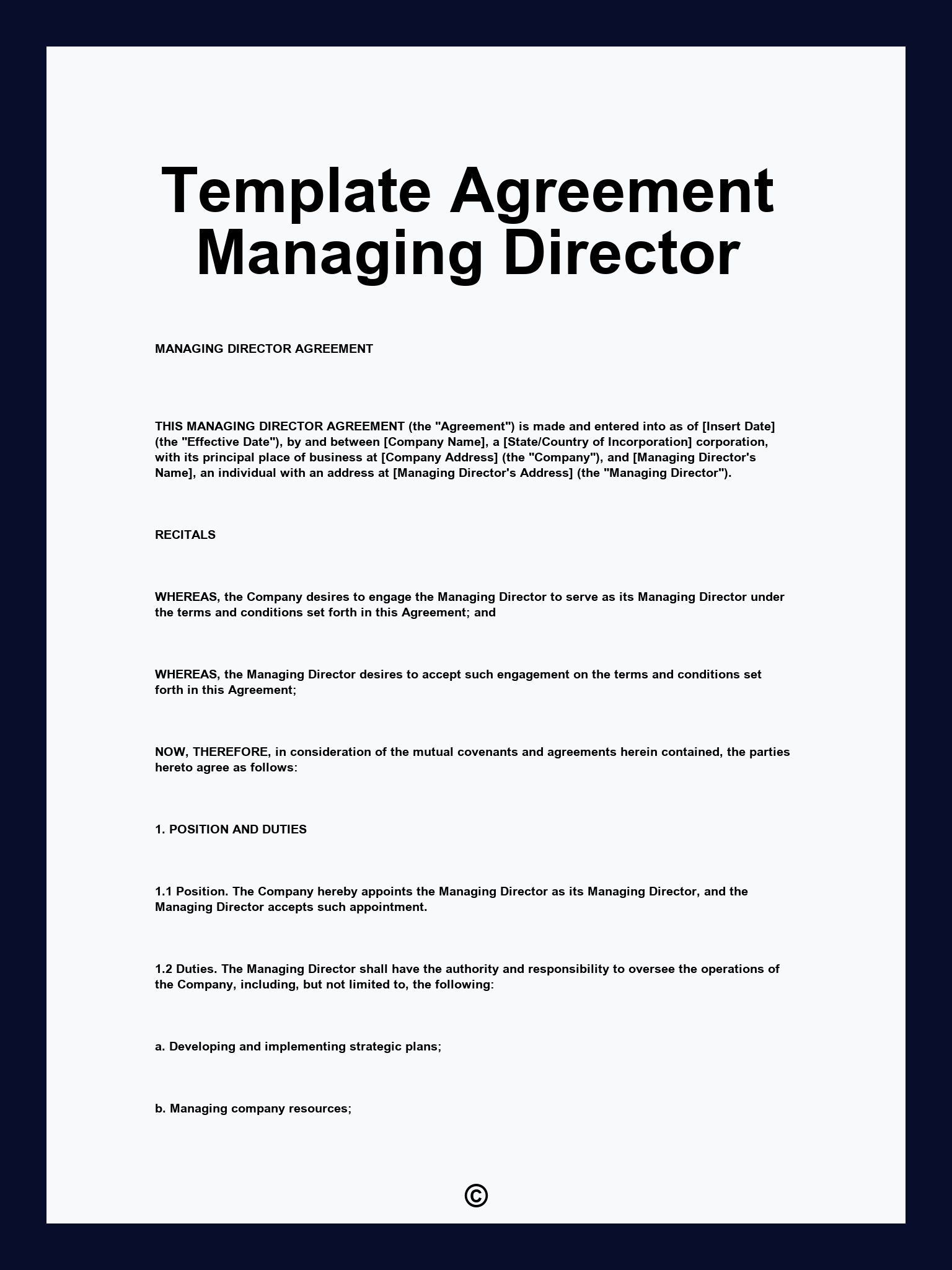 Template Agreement Managing Director