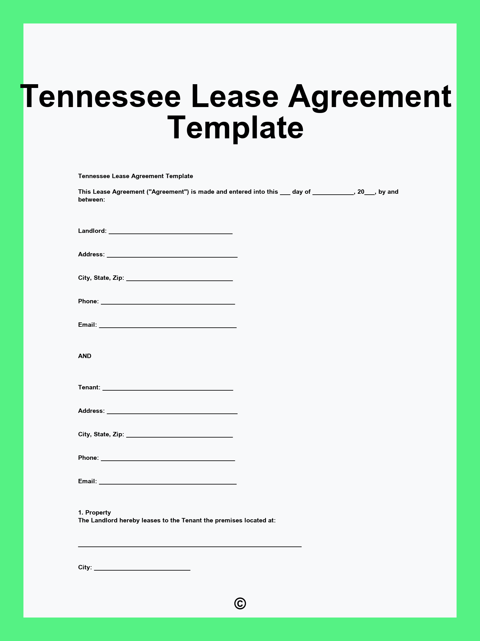 Tennessee Lease Agreement Template