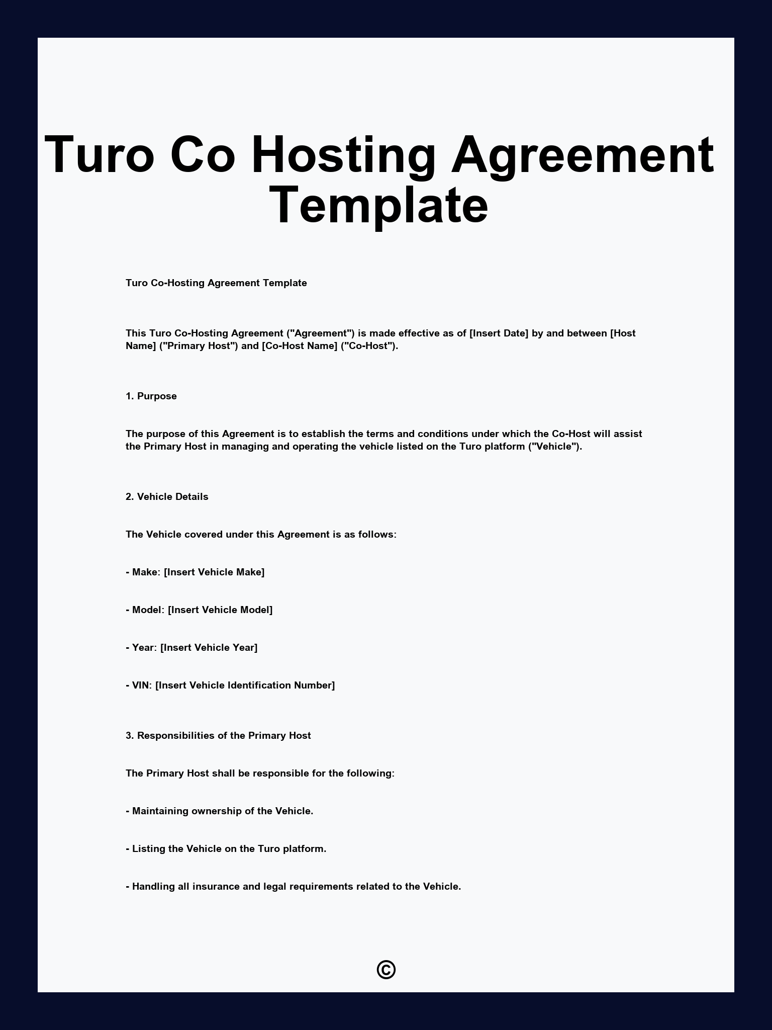 Turo Co Hosting Agreement Template