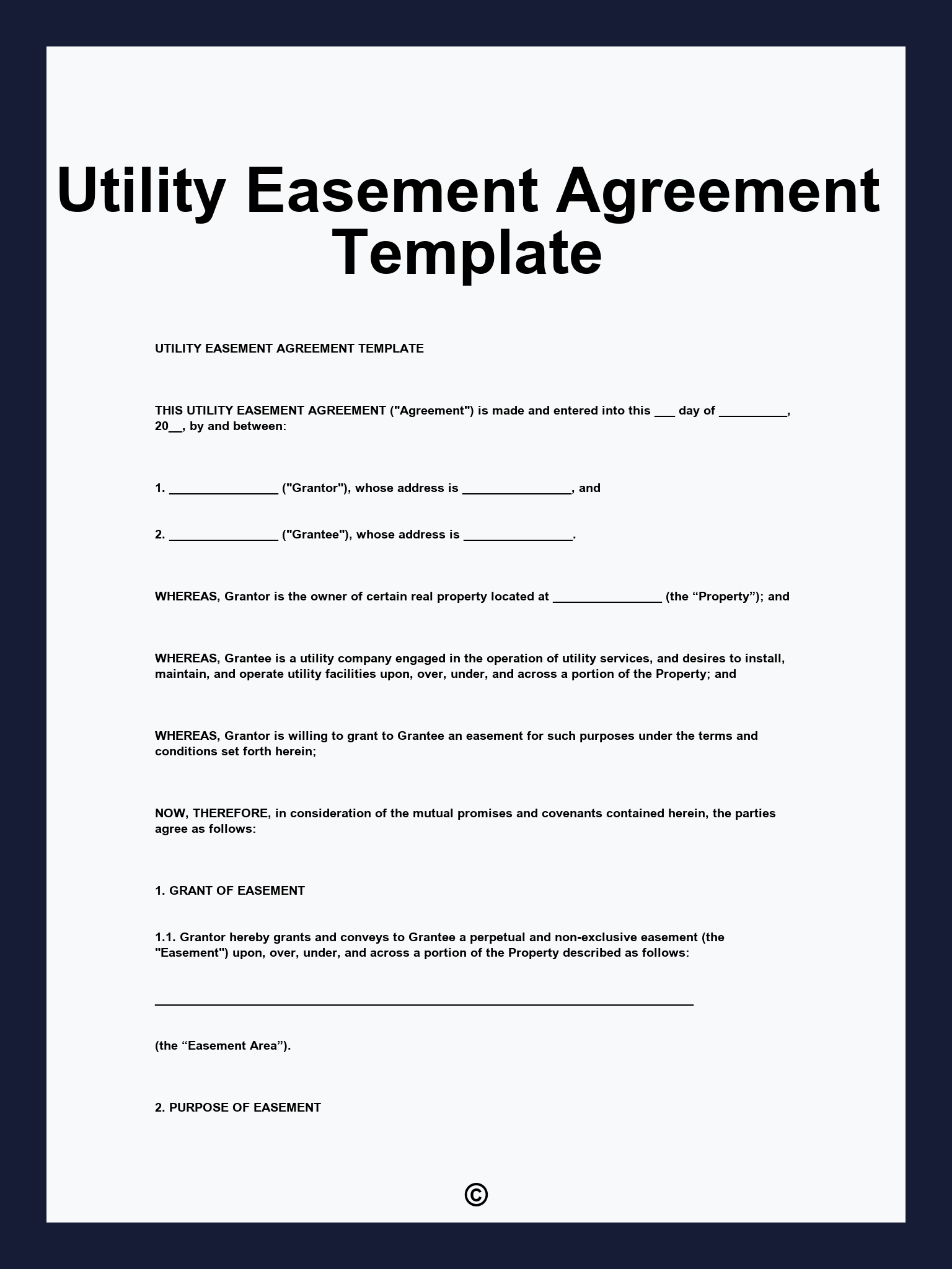 Utility Easement Agreement Template